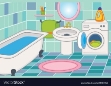 Cartoon bathroom interior Royalty Free Vector Image